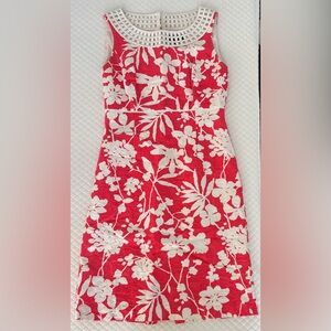 Floral Red and White Midi Dress